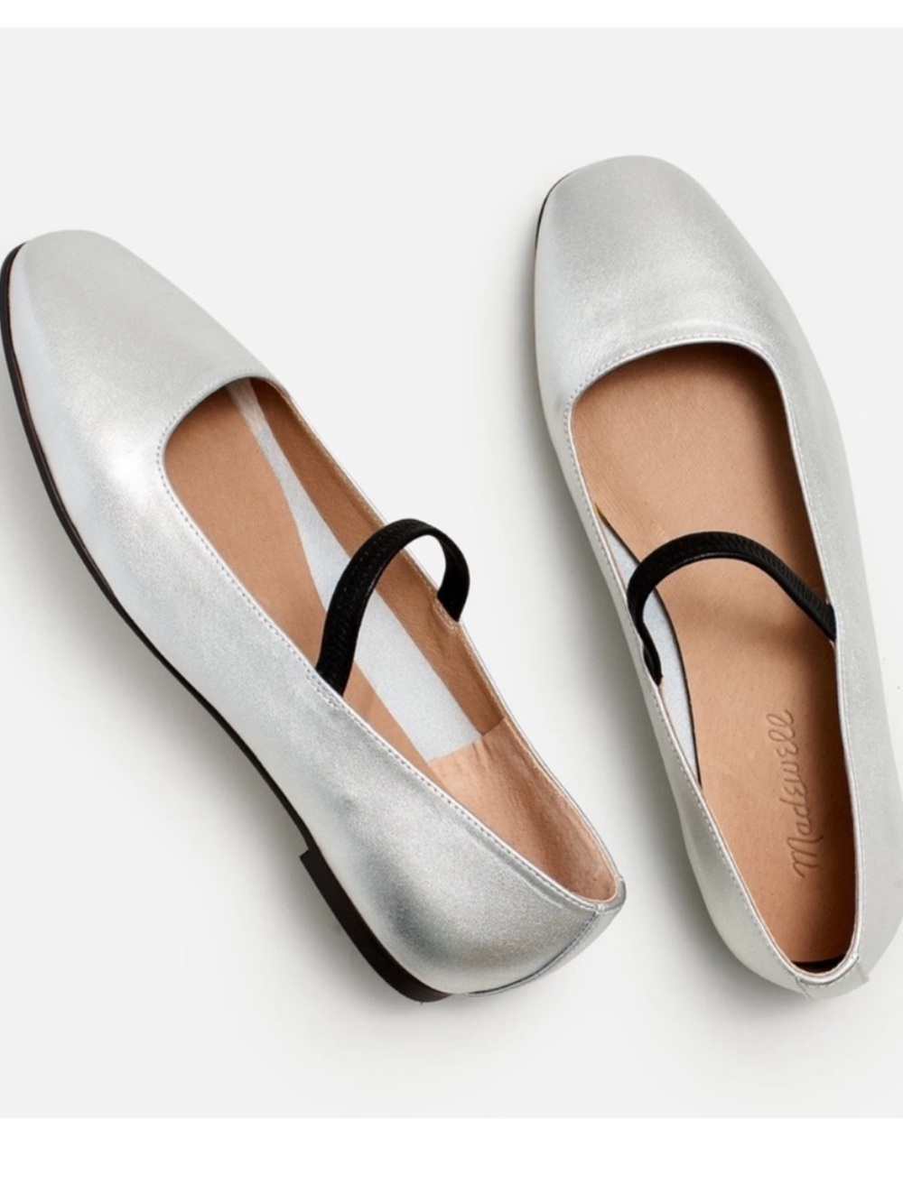 Madewell The Greta Ballet Flat in Silver Leather Women's Size 6.5